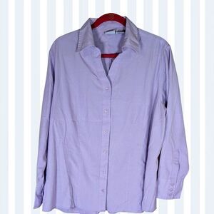 Carolina Colours Women’s Plus 18/20 Button Down Blouse Purple Mini Check Career